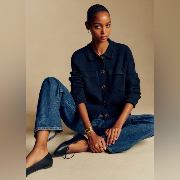 Sezane Betty Cardigan  in Navy Crochet XXS - Picture 4 of 7